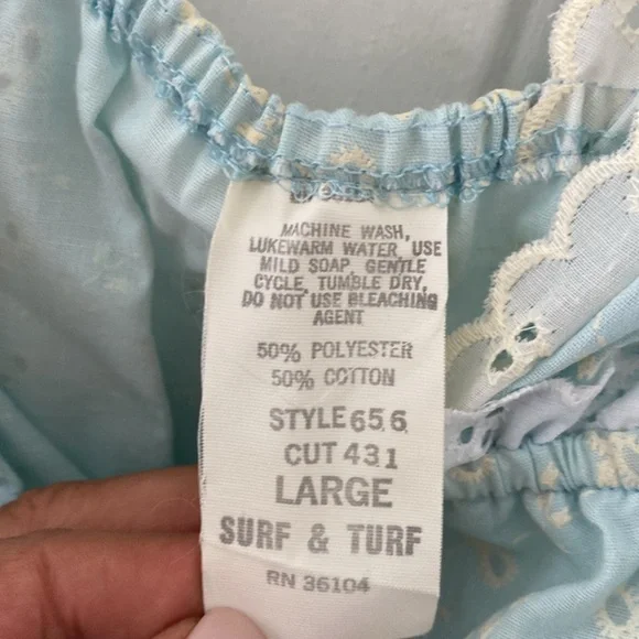 Vintage 70’s Surf & Turf Baby Doll Eyelit Bustier Style Top. Tag Size Large - Picture 3 of 5